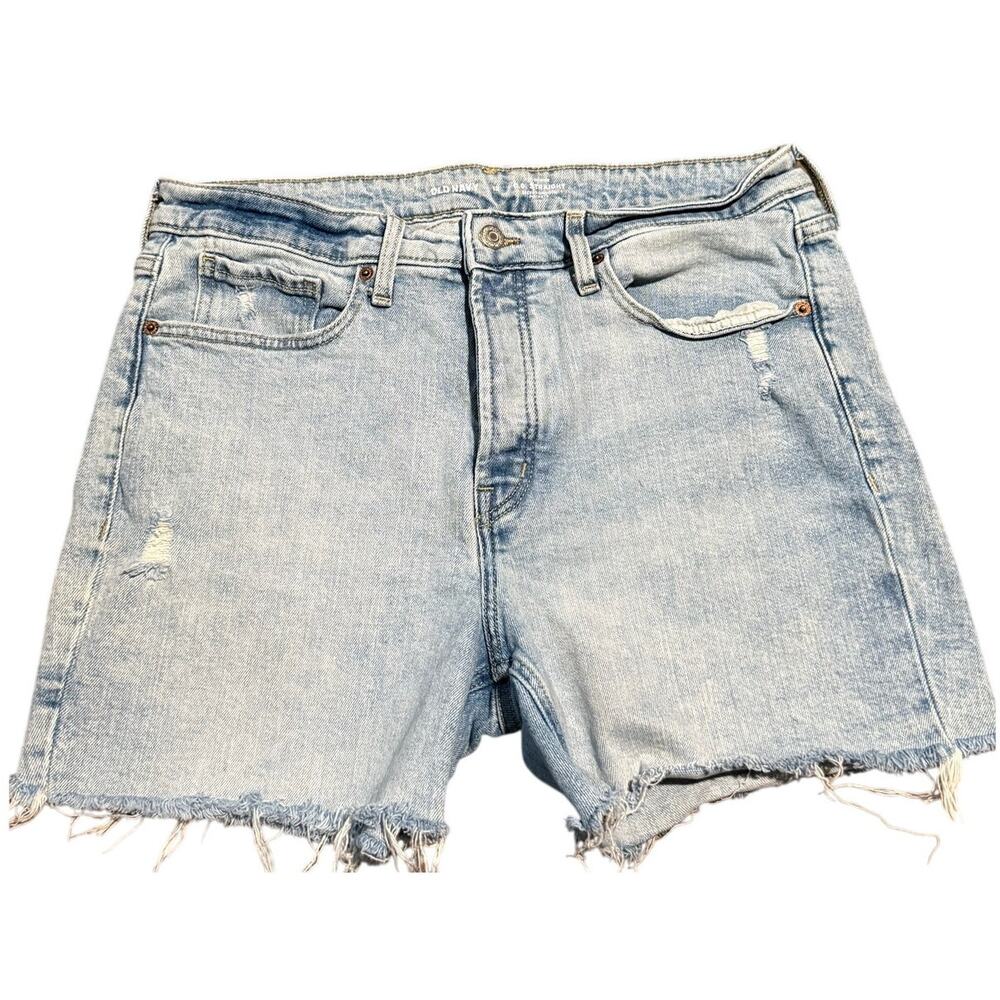 Old Navy High Rise Cutoff Denim Shorts, Distressed, Button Fly, Women Size 12